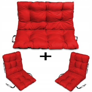Poduszki na meble RATTAN 100X60X50 zestaw 2+1CZERW