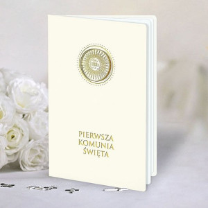 Zaproszenie Komunijne złote grawerowane