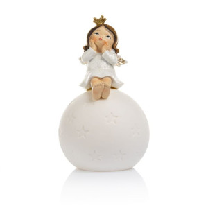 Figurka - aniołek - kula śnieżna - świecąca - 17 cm - Favola