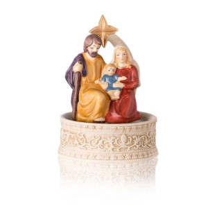 Szopka bożonarodzeniowa - Święta Rodzina - 17 cm - pozytywka - Ceramico