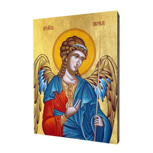 Ikona drewniana religijna ze złoceniem Archanioł Gabriel.