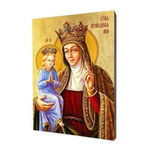 Ikona drewniana religijna ze złoceniem święta Anna
