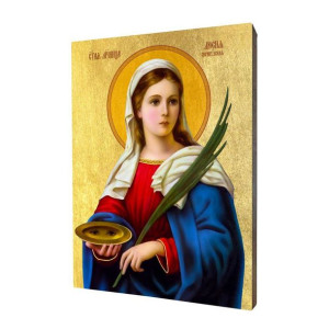 Ikona drewniana religijna ze złoceniem św. Łucja