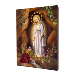 Ikona religijna drewniana Matka Boża z Lourdes