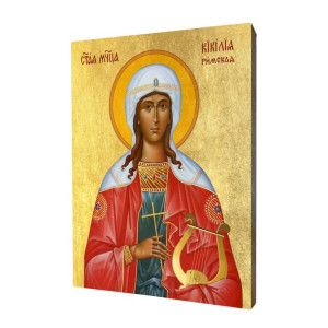 Ikona religijna drewniana święta Cecylia