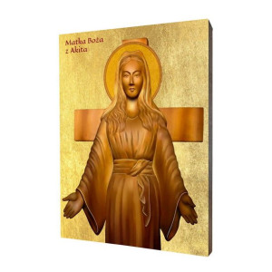 Ikona religijna drewniana Matka Boża z Akita