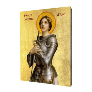 Ikona religijna drewniana święta Joanna d'Arc - Dziewica Orleańska