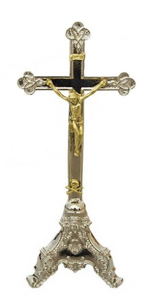Krzyż ołtarzowy mosiężny chromowany wys. 46cm