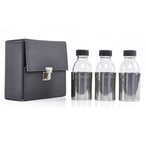 Butelki na oleje święte w etui, szklane w metalowej osłonie 3x125ml
