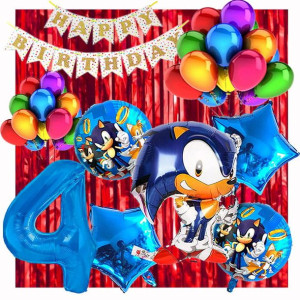 Zestaw Balonów Na 4 Urodziny Sonic 23szt
