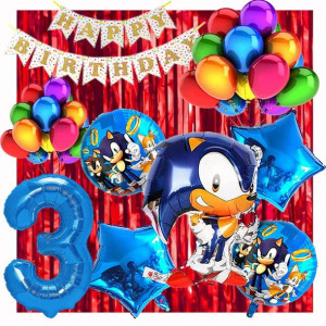 Zestaw Balonów Na 3 Urodziny Sonic 23szt