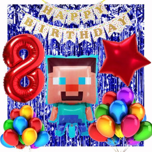 Zestaw Balonów Na 8 Urodziny Minecraft 20szt