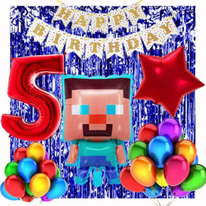 Zestaw Balonów Na 5 Urodziny Minecraft 20szt