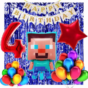 Zestaw Balonów Na 4 Urodziny Minecraft 20szt