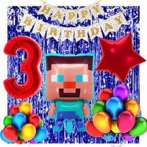 Zestaw Balonów Na 3 Urodziny Minecraft 20szt