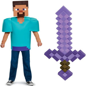 Minecraft Steve Kostium Strój karnawałowy dla gracza 124-136 cm 7-8 lat + m