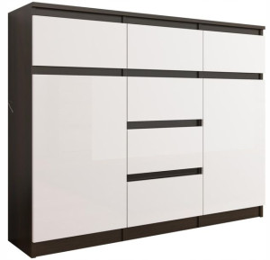 Komoda 6 szuflad 120 duża SS-62D MIX WENGE BIAŁY