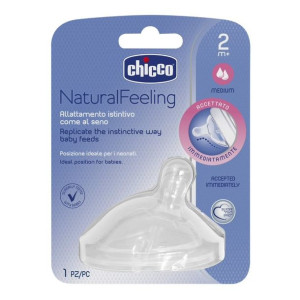 Chicco NaturalFeeling smoczek silikonowy na butelkę przepływ średni 2m+