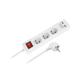 Przedłużacz sieciowy Rebel  3 gniazda + 2 gniazda USB, z wyłącznikiem - 3m
