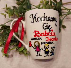 Kubek Kocham Cię Babciu + postać wnucząt +celofan