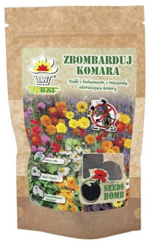 Nasiona 'ZBOMBARDUJ KOMARA' kulki z biohumusem odstraszające komary 8szt.