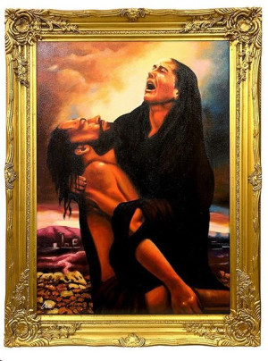 Obraz olejny ręcznie malowany 64x86 cm Cierpienie
