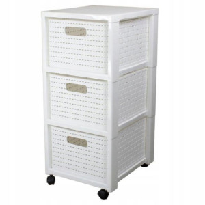 Regał 3-szuflady rattan Country biały 116540
