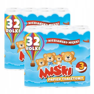 Papier toaletowy MIŚKI 32 rolki 3 warstwowy