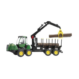 Ciągnik John Deere z przyczepą samozaładowczą i 4 balami