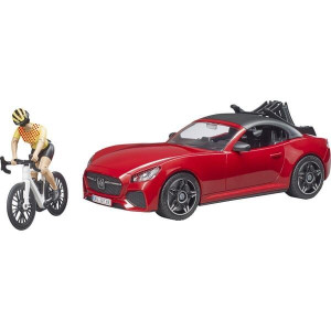 Samochód Roadster z 1 rowerem szosowym i rowerzystą