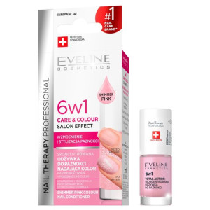 Eveline 6w1 skoncentrowana odżywka do paznokci nadająca kolor Shimmer Pink