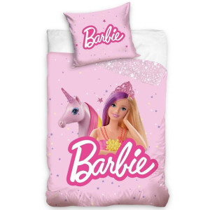 Pościel bawełna 100x135 + 40x60 Barbie i Jednorożec