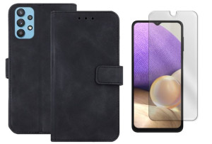 Etui Zamykane Do Samsung A32 5g + Szkło Czarny
