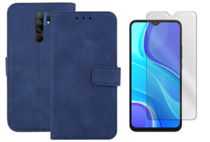 Etui Zamykane Do Xiaomi Redmi 9 + Szkło Granatowy
