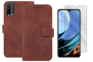 Etui Zamykane Do Xiaomi Redmi 9t + Szkło Brązowy
