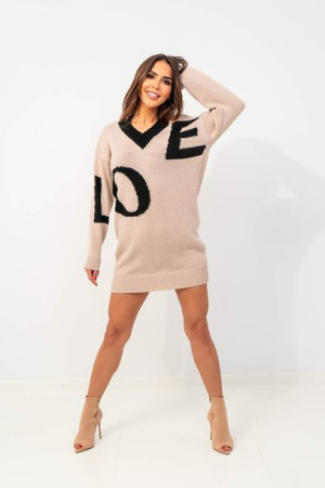 Sukienka dzianinowa Love nude UNI