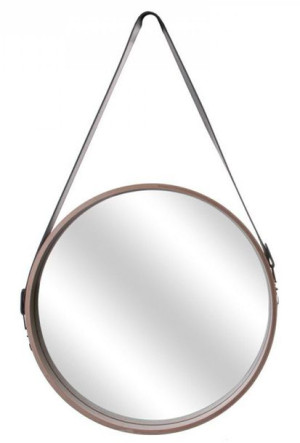Lustro Okrągłe 50 Cm Na Pasku Natura Drewno Z Paskiem