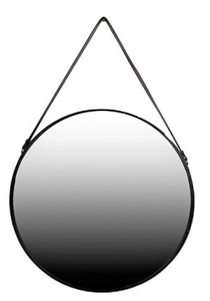 Lustro Okrągłe Na Pasku Czarne 80cm Z Paskiem
