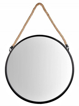 Lustro 55cm Okrągłe Na Sznurku Czarne Z Paskiem Md50/60