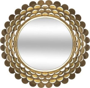 Lustro Kwiat 90 Cm Ażurowe Metalowe Złote
