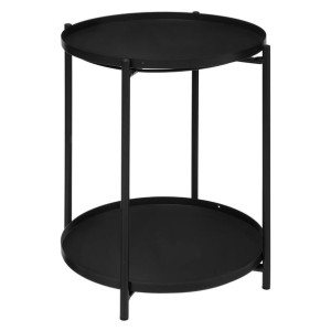 Stolik Metalowy Czarny 45 X H 52 Cm Z Dwoma Blatami