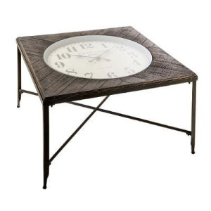Stolik kawowy 90 cm metalowy zegar LOFT Retro