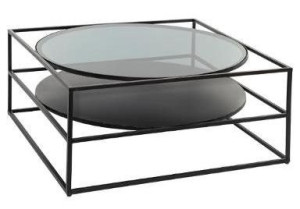 Stolik kawowy szkło 90 cm metalowy LOFT