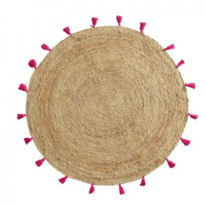 Dywan Ø 120 cm okrągły z juty BOHO malina HIT