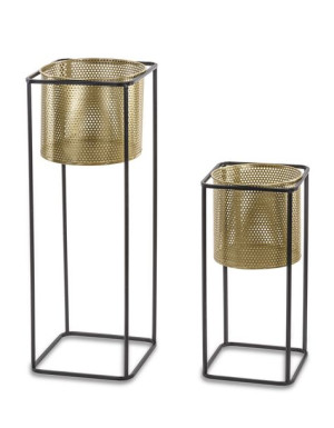 Donica 70 Cm Donice 2 Szt Czarny Złoty Kwietnik