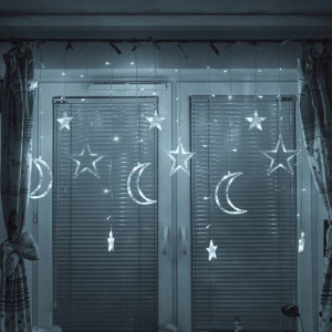 Lampki LED kurtyna księżyc gwiazdy 2,5m 138LED zimny