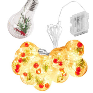 Lampki LED łańcuch na baterie kurtyna kule z dekoracją 3m 50LED ciepły
