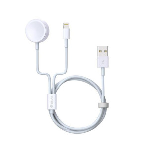 Devia kabel 2w1 Smart USB - Lightning biały z ładowarką indukcyjną do Apple