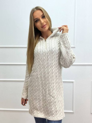 Sweter z Rozpinanym Golfem Berry Beżowy Uniwersalny