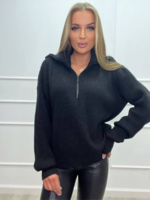 Sweter z Rozpinanym Golfem Cosy Czarny Uniwersalny